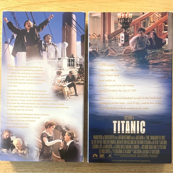 Titanic VHS 1997, 2 Tape Set, pre-owned Leo DiCaprio Kate Winslet James Cameron - Picture 6 of 6